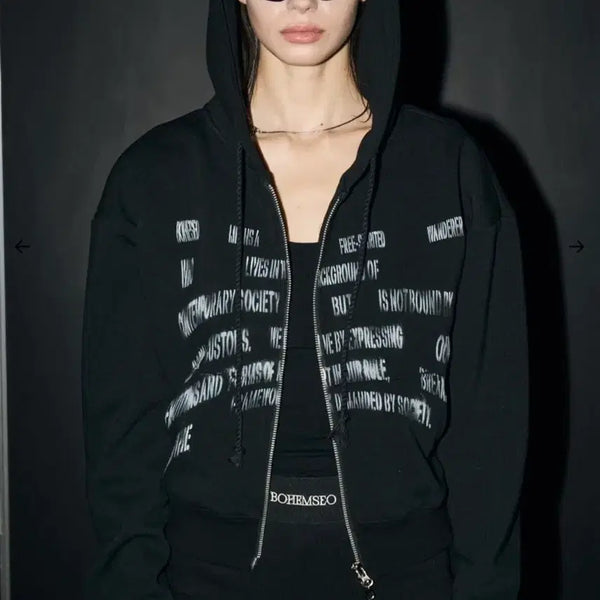 [BUNJANG] Bohemian Seoul Lettering Hoodie Zip-up / 보헤미안서울 보헴서 레터링 후드집업