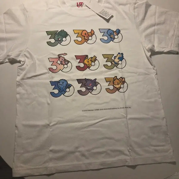 [BUNJANG] Uniqlo x Pokémon 30th Anniversary Pixel Art Graphic T-Shirt / 유니클로 포켓몬 30주년 반팔 티셔츠 화이트