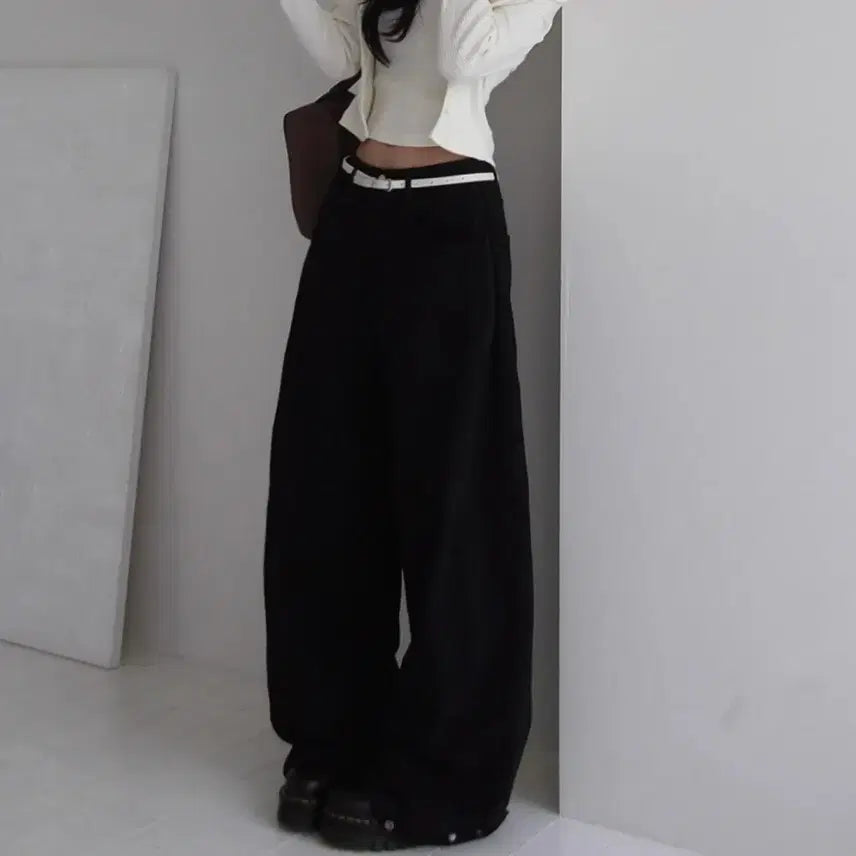[BUNJANG] Black Wide Denim Pants / 블랙 와이드 데님 팬츠