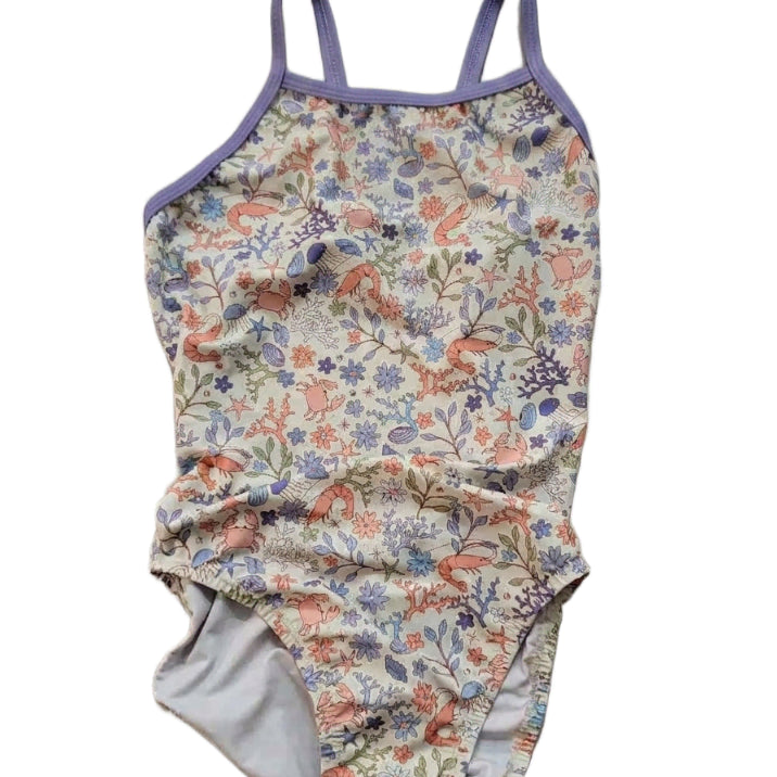 [BUNJANG] Ocean Pattern One-Piece Swimsuit / 바다무늬 원피스 수영복 (착샷)