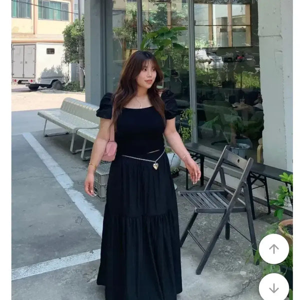 [BUNJANG] DAISY TWEL KAIN Banding Shirring Cut Flare Long Skirt / 데이지투엘 카인 밴딩 셔링 절개 플레어 롱 스커트