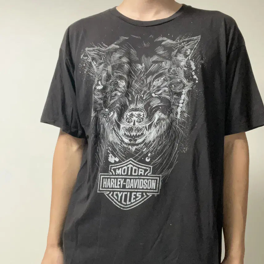 [BUNJANG] Vintage Harley-Davidson Wolf Print T-Shirt / 빈티지 할리데이비슨 울프 프린팅 티셔츠-c052