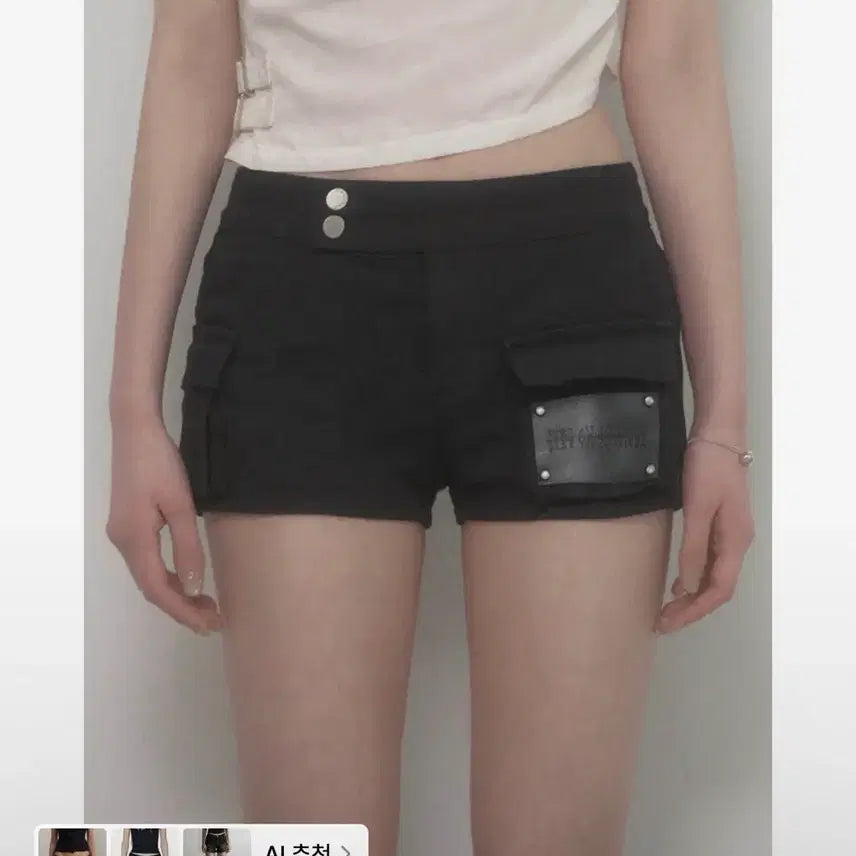 [BUNJANG] EtOsoMe Leather Patch Cargo Shorts / 에트오소메 레더 패치 카고 숏 팬츠