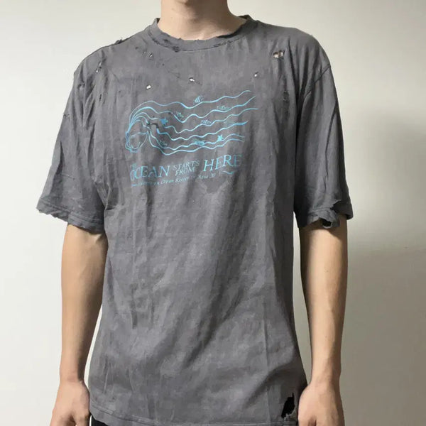 [BUNJANG] Vintage Distressed T-Shirt / 빈티지 디스트레스드 티셔츠-c006