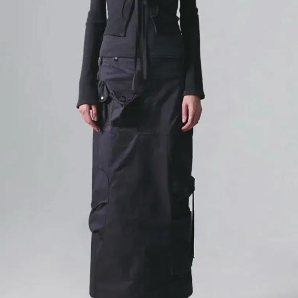 [BUNJANG] Nache Strap Cargo Long Skirt / 나체 스트랩 카고 롱스커트
