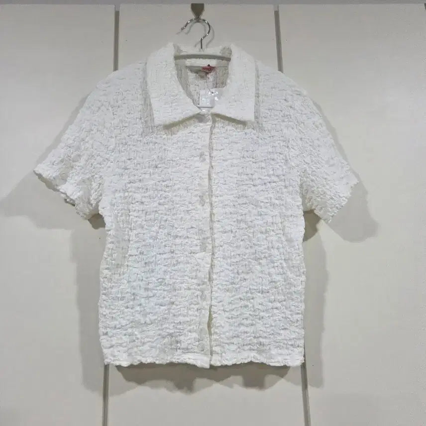 [BUNJANG] SPAO Crinkle Crop Short Sleeve Shirt Ivory / 스파오 크링클 크롭 반팔 셔츠 아이보리