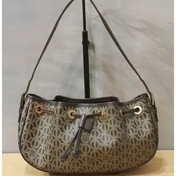 [BUNJANG] Louis Quatorze Monogram Drawstring Leather Shoulder Bag / 루이까또즈 모노그램 복조리 가죽 숄더백