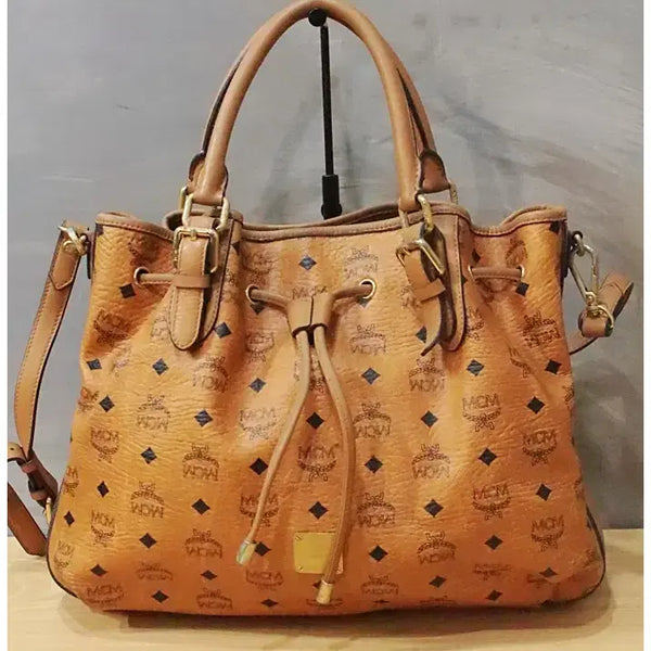 [BUNJANG] MCM Cognac Visetos Leather Two-Way Tote Bag / MCM 꼬냑 비세토스 가죽 토트백 투웨이백