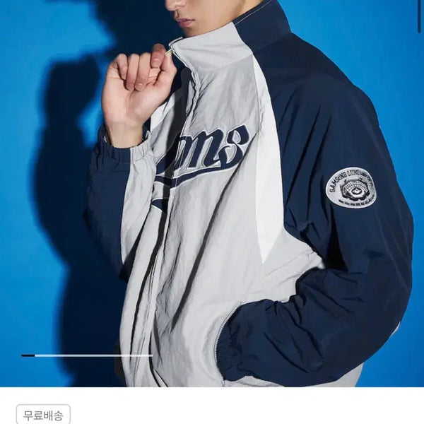 [BUNJANG] Samsung Lions x 8seconds Color-Block Zip-Up Jacket Silver / 삼성 라이온즈 에잇세컨즈 배색 집업 재킷 실버