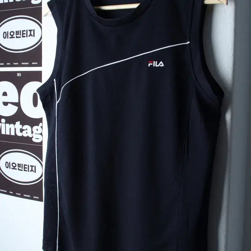 [BUNJANG] Fila Men's Navy Mesh Performance Sleeveless T-Shirt H36828 / (M) 휠라 반팔 티셔츠 민소매 나시 기능성 네이비 매쉬-H36828