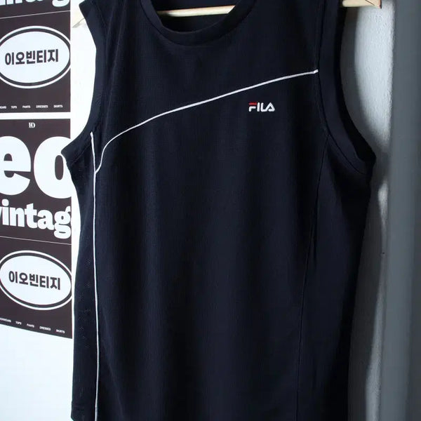 [BUNJANG] Fila Men's Navy Mesh Performance Sleeveless T-Shirt H36828 / (M) 휠라 반팔 티셔츠 민소매 나시 기능성 네이비 매쉬-H36828