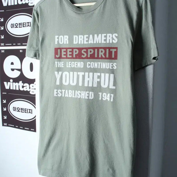 [BUNJANG] Jeep Lettering Short-Sleeve T-Shirt - Khaki / (M) 지프 반팔 티셔츠 레터링 카키 아메카지-H36831