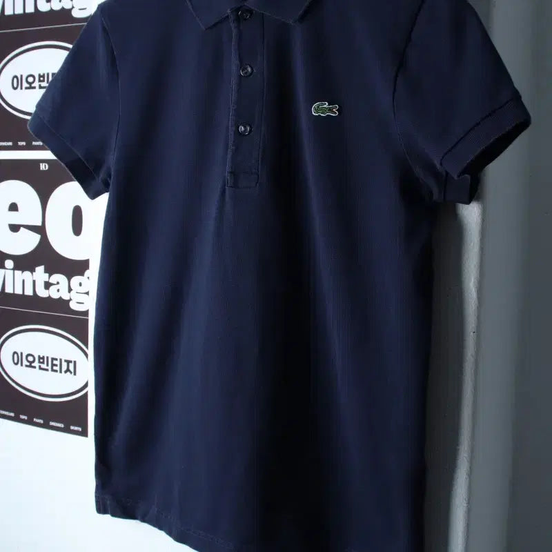 [BUNJANG] Lacoste Short Sleeve Polo T-Shirt Small Logo Navy / (XS-S) 라코스테 반팔 카라 티셔츠 스몰로고 네이비 놈코어-H36833