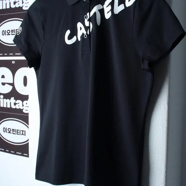 [BUNJANG] W Castelbajak Short Sleeve Collar T-shirt Lettering Black - H36839 / W(L) 까스텔바작 반팔 카라 티셔츠 골프 기능성 레터링 블랙-H36839