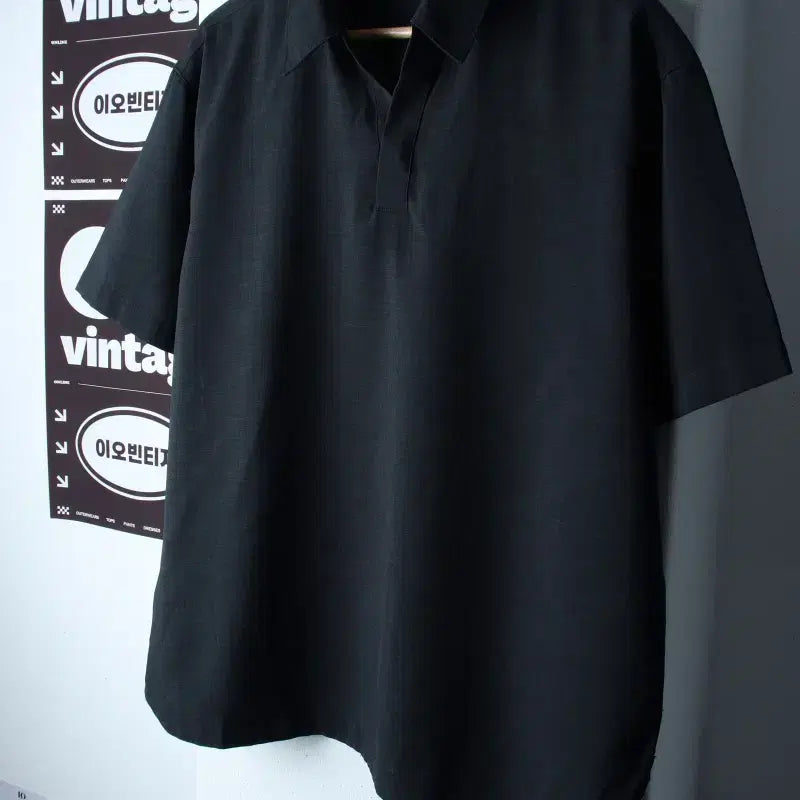 [BUNJANG] Project M Oversized V-Neck Short Sleeve Collar T-Shirt H36844 / (L-XL) 프로젝트엠 반팔 카라 티셔츠 오버핏 브이넥-H36844