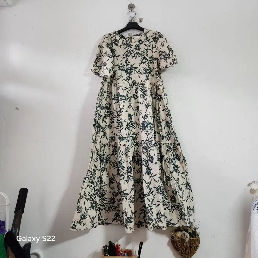 [BUNJANG] Flower Pattern Ruffle Long Dress / 플라워 패턴 캉캉롱 원피스