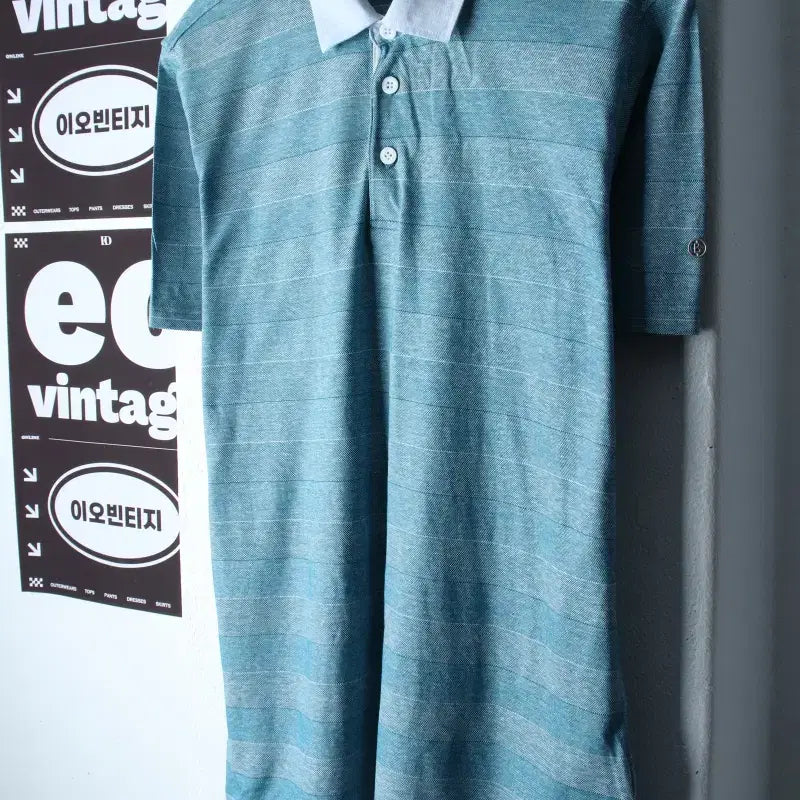 [BUNJANG] Bogner Men's Stripe Performance Short Sleeve Polo Shirt XL / (XL) 보그너 반팔 카라 티셔츠 골프 기능성 스트라이프-H36847