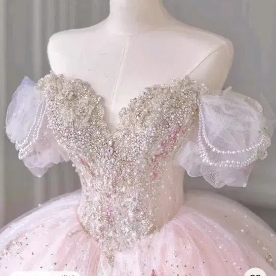 [BUNJANG] Princess Pink Wedding Dress for Photoshoots / 핑크 공주 웨딩 드레스 (웨딩,웨딩촬영,절업사진)
