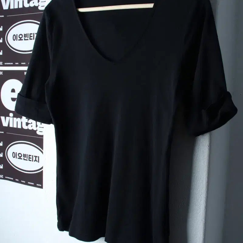 [BUNJANG] Polo Ralph Lauren Plain V-Neck T-Shirt Black / W(L-XL) 폴로 랄프로렌 반팔 티셔츠 브이넥 무지 블랙-H36799