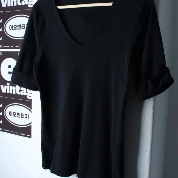 [BUNJANG] Polo Ralph Lauren Plain V-Neck T-Shirt Black / W(L-XL) 폴로 랄프로렌 반팔 티셔츠 브이넥 무지 블랙-H36799