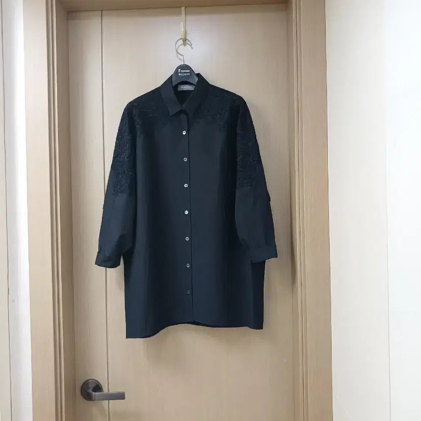 [BUNJANG] Moje Espoir Lace Jacket Shirt Black Cotton / 모조에스핀 레이스 자켓셔츠