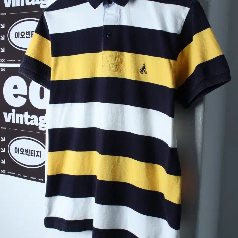 [BUNJANG] Beanpole Rugby Stripe Short-Sleeve Polo T-Shirt / (M) 빈폴 반팔 카라 티셔츠 럭비 스트라이프 올드스쿨-H36748
