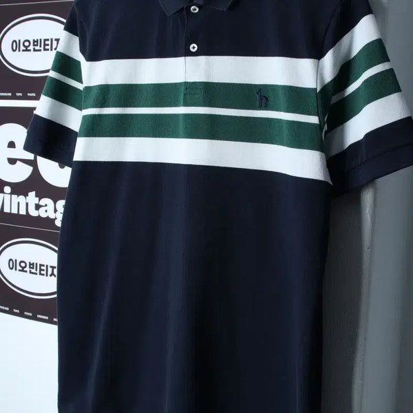 [BUNJANG] Hazzys Men's Stripe Short-Sleeve Polo Shirt (L-XL) / (L-XL) 헤지스 반팔 카라 티셔츠 기능성 스트라이프-H36756