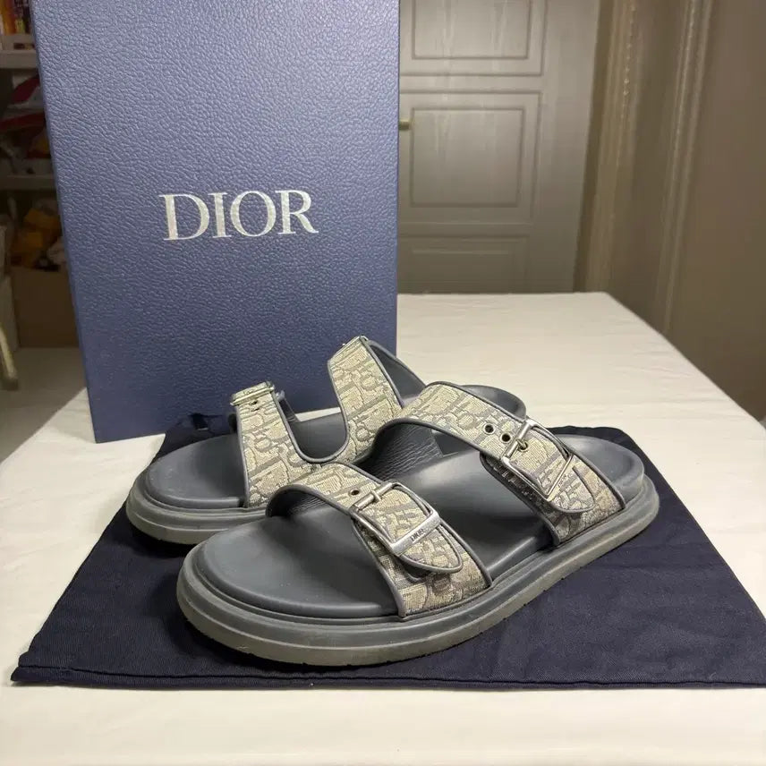 [BUNJANG] Dior Oblique Aqua Sandals Slides Deep Gray (Size 43) / [43사이즈]디올 오블리크 아쿠아 샌들 슬리퍼 딥 그레이 3SA135ZSA-H557