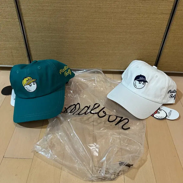 [BUNJANG] Malbon Golf Cap Hat White/Green / 말본 골프 캡 모자 화이트/그린