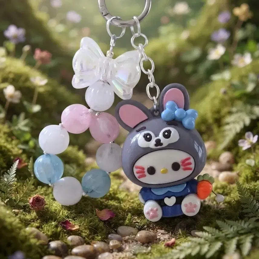 [BUNJANG] Handmade Bunny Bead Charm Keychain / 토끼 키링 비즈 참