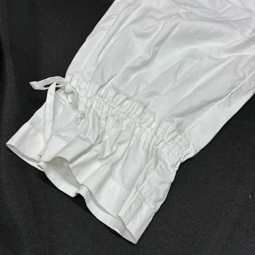 [BUNJANG] Emporio Armani Drawstring Ruffle Hem Cotton Crop Pants / 엠포리오 아르마니 드로스트링 러플 헴 코튼 크롭 팬츠
