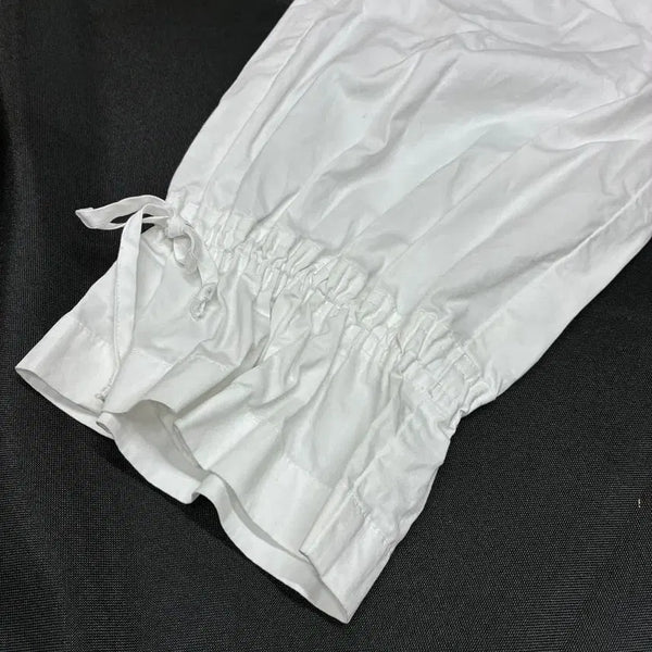 [BUNJANG] Emporio Armani Drawstring Ruffle Hem Cotton Crop Pants / 엠포리오 아르마니 드로스트링 러플 헴 코튼 크롭 팬츠