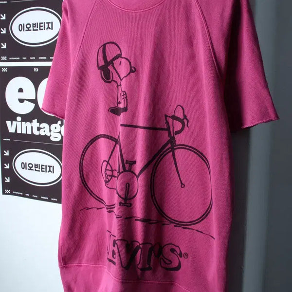 [BUNJANG] Levi's x Peanuts Collaboration Snoopy Short-Sleeve T-Shirt Pink / W(S-M) 리바이스 반팔 티셔츠 피넛츠 스누피 협업 핑크-H36773