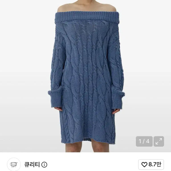 [BUNJANG] Curety Cable Off-Shoulder Knit Dress / 큐리티)케이블오프숄더니트드레스