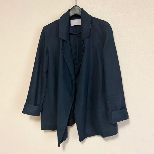 [BUNJANG] UMER Premium Linen Jacket Navy Open Front Spring/Summer / 유메르 UMER 프리미엄 린넨 자켓 네이비 노버튼 오픈 봄여름 간절기 하객룩 오피스룩 출근룩