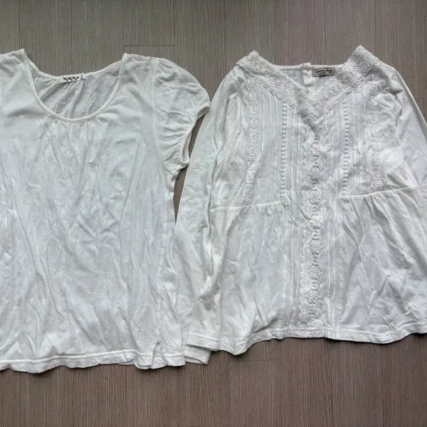 [BUNJANG] Samansamos2 Embroidered Long Sleeve T-Shirt + Short Sleeve T-Shirt / samansamos2 사만사모스 자수 긴팔티+sm2반팔티