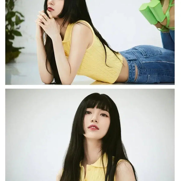 [BUNJANG] Guess Cable Knit Sleeveless Sweater / 게스 케이블 카라넥 민소매 니트