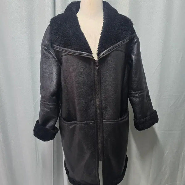 [BUNJANG] Riabel Leather Wool Coat Size 66 / 리오벨 가죽 양모 코트66