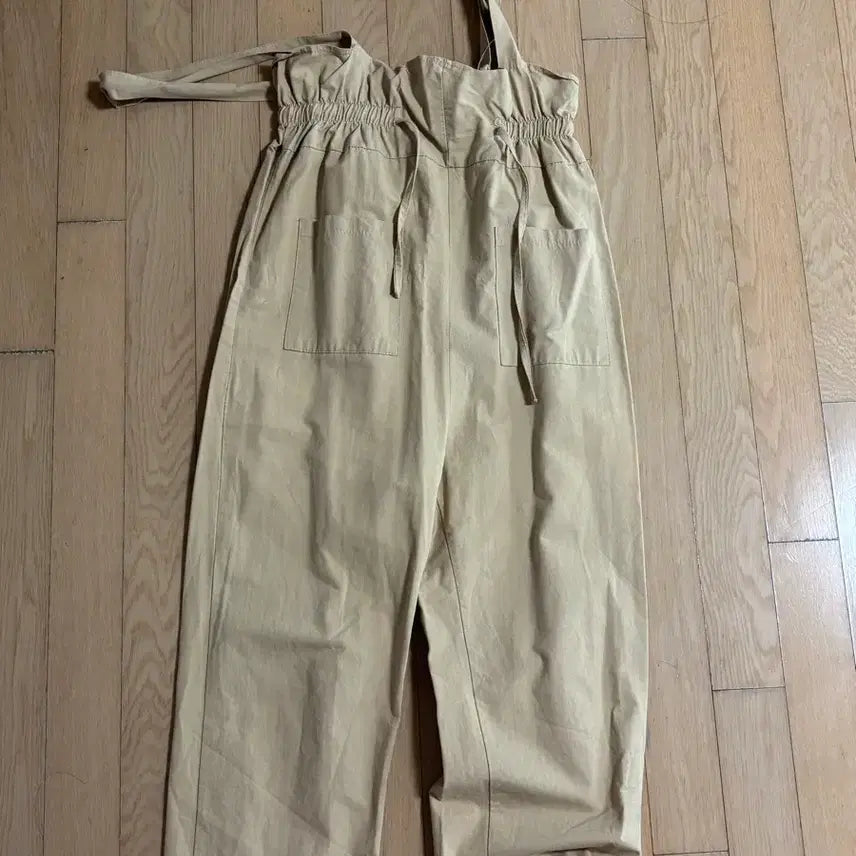[BUNJANG] Beige Waist String Wide Leg Pants / 베이지색 허리 스트링 와이드 팬츠