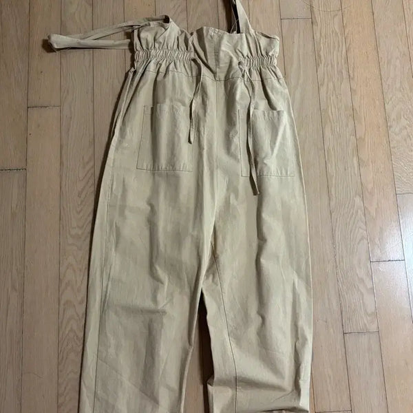 [BUNJANG] Beige Waist String Wide Leg Pants / 베이지색 허리 스트링 와이드 팬츠