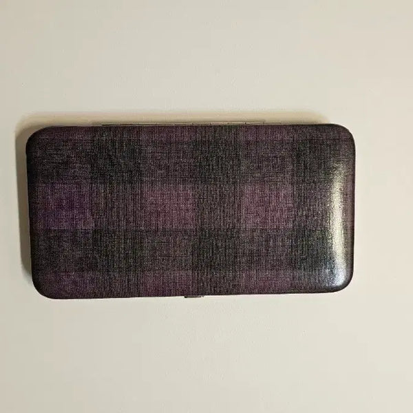 [BUNJANG] Purple Check Pattern Clutch Long Wallet / 보라색 체크 패턴 클러치 장지갑