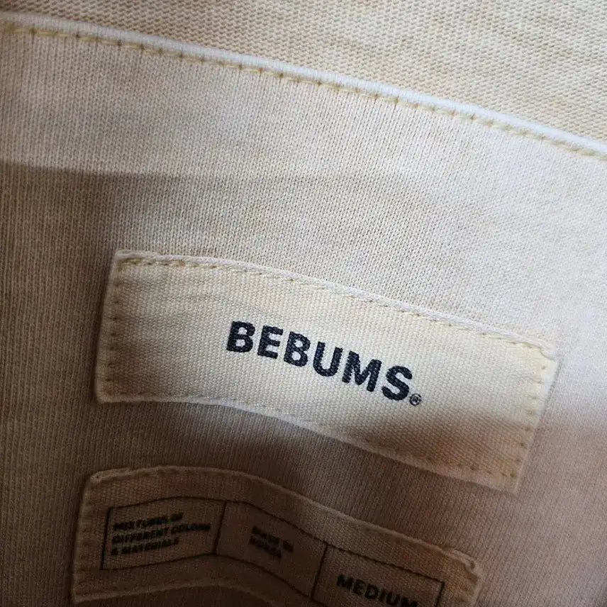 [BUNJANG] BEBUMS Label T-Shirt Beige M / BEBUMS 티셔츠 베이지 M