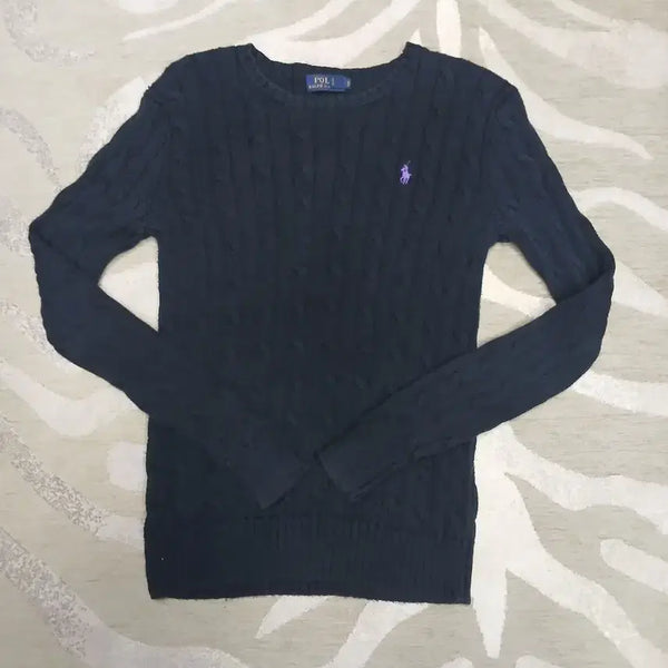 [BUNJANG] Polo Ralph Lauren Cable Knit Crewneck Sweater Navy / 폴로 랄프로렌 케이블 니트 네이비