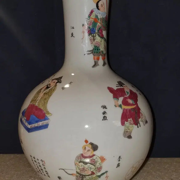 [BUNJANG] Qianlong Period Enamel Figure Porcelain Vase / 건륭년제 법랑채 인물도 청구병 높이32 지름23 중국도자기 고도자 골통품