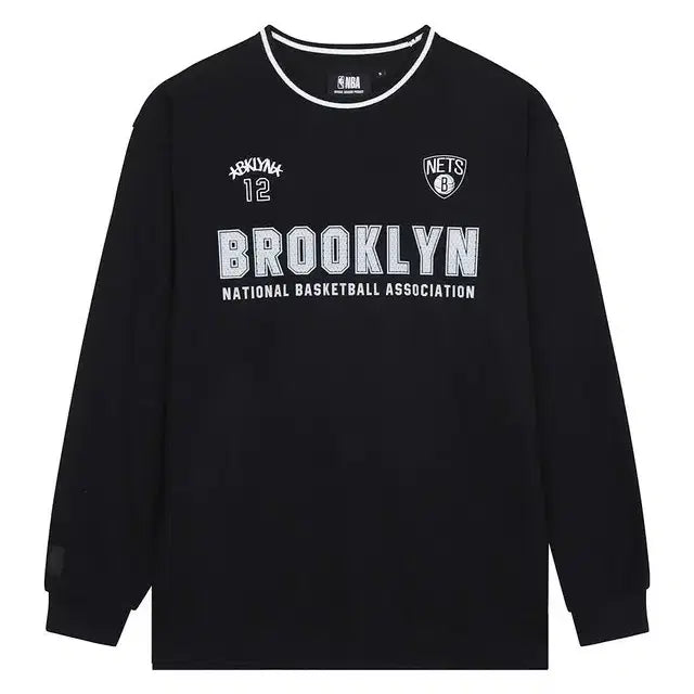 [BUNJANG] NBA Brooklyn Nets Colorblock Round Neck Long Sleeve T-Shirt / NBA BKN 요꼬배색 라운드 티셔츠