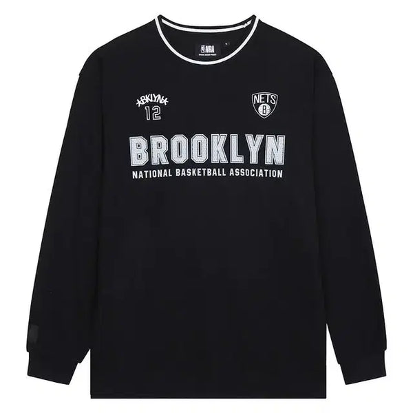 [BUNJANG] NBA Brooklyn Nets Colorblock Round Neck Long Sleeve T-Shirt / NBA BKN 요꼬배색 라운드 티셔츠