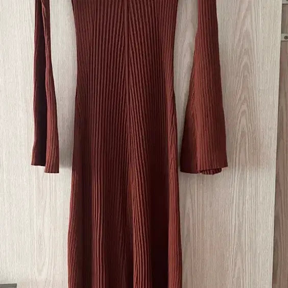 [BUNJANG] Vicool Ribbed Long Dress Brown / 비콜루 골지 롱 원피스 브라운