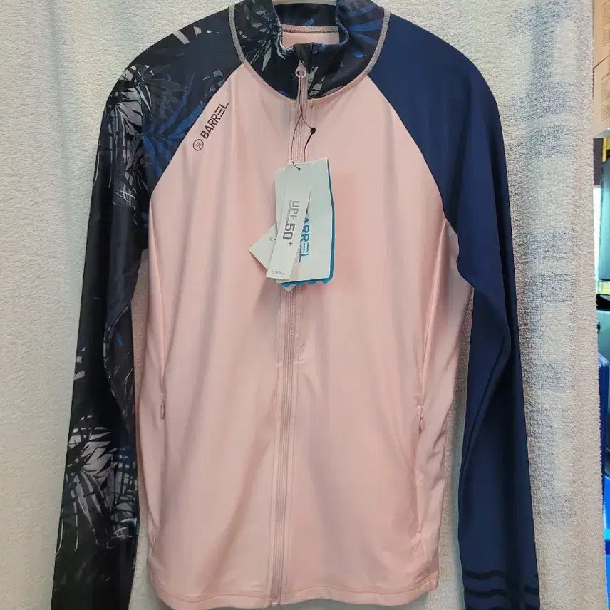 [BUNJANG] Barrel Women's Long Sleeve Zip-Up Rash Guard - Pink Leaf Pattern (M) / 배럴 래쉬가드 긴팔 집업 여성 M. 택달린 새상품