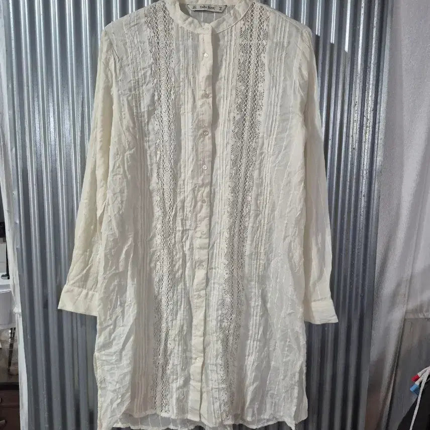 [BUNJANG] Zara Women's Lace Dress Shirt Ivory S / S 자라 여성 레이스 원피스 셔츠 아이보리