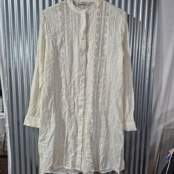 [BUNJANG] Zara Women's Lace Dress Shirt Ivory S / S 자라 여성 레이스 원피스 셔츠 아이보리